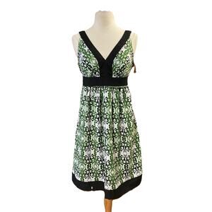 Loft sleeveless dress Sz 8P New Trulli green black ties back Resort Vacation